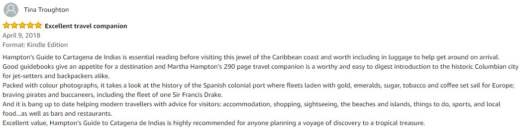 Hampton's Guide to Cartagena De Indias book review by Tina